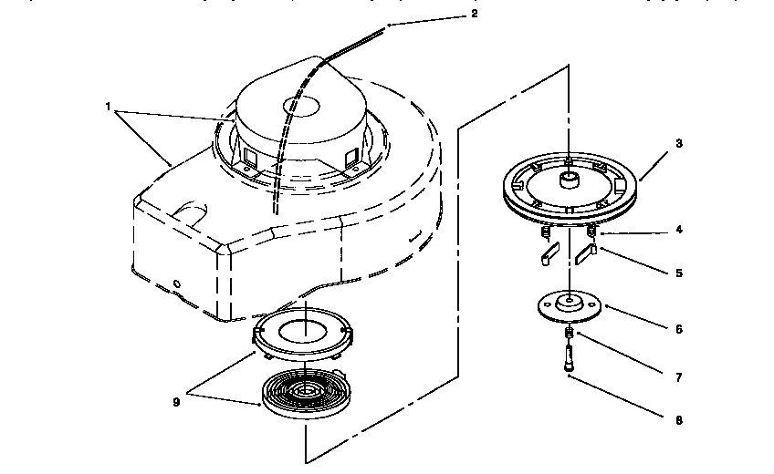Recoil Starter Assembly Diagram and Parts List for 10314 6900001 AND UP Lawn Boy Lawn Mower